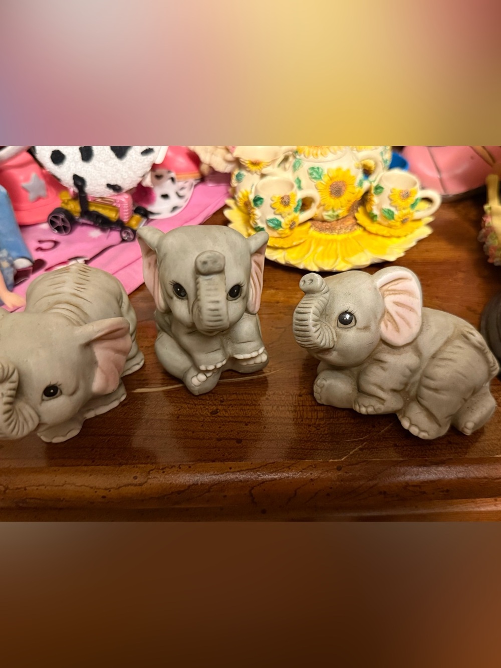 Gray Ceramic Elephant Figurine - Decorative Home Accent